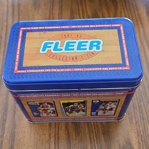 Fleer Blue Collector's Tin - 1991-92 Basketball Trading Card Storage